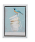 Wood Framed Hand-Painted Canvas Wall Decor with Bird & Mugs/Books, 4 Styles