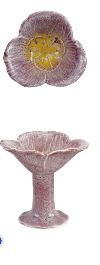 Stoneware Flower Shaped Footed Tealight Holder, 3 Styles (Each One Will Vary)