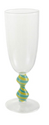 8 oz. Hand-Blown Glass Champagne Flute with Shaped & Striped Stem, 4 Colors