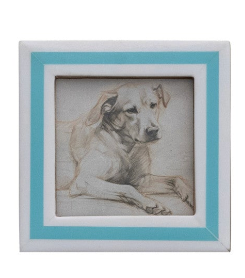 Resin & MDF Photo Frame Magnet w/ Inlaid Stripes, 6 Colors (Holds 3" x 3" Photo)
