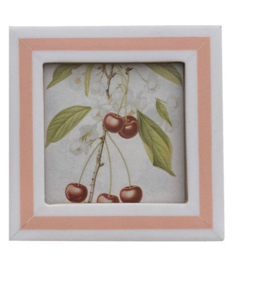 Resin & MDF Photo Frame Magnet w/ Inlaid Stripes, 6 Colors (Holds 3" x 3" Photo)