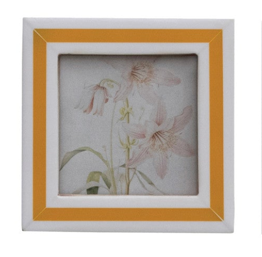 Resin & MDF Photo Frame Magnet w/ Inlaid Stripes, 6 Colors (Holds 3" x 3" Photo)