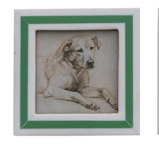 Resin & MDF Photo Frame Magnet w/ Inlaid Stripes, 6 Colors (Holds 3" x 3" Photo)