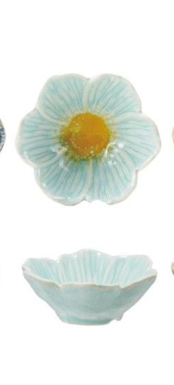 Stoneware Flower Shaped Bowl, Reactive Glaze, 6 Colors (Each One Will Vary)