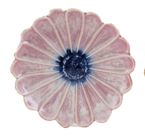 Stoneware Flower Shaped Plate, Reactive Glaze, 6 Colors (Each One Will Vary)