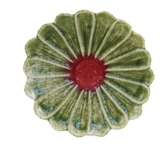 Stoneware Flower Shaped Plate, Reactive Glaze, 6 Colors (Each One Will Vary)