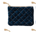 Quilted Cotton Velvet Zip Pouch w/ Metallic Thread Embroidery & Tassel, 6 Colors