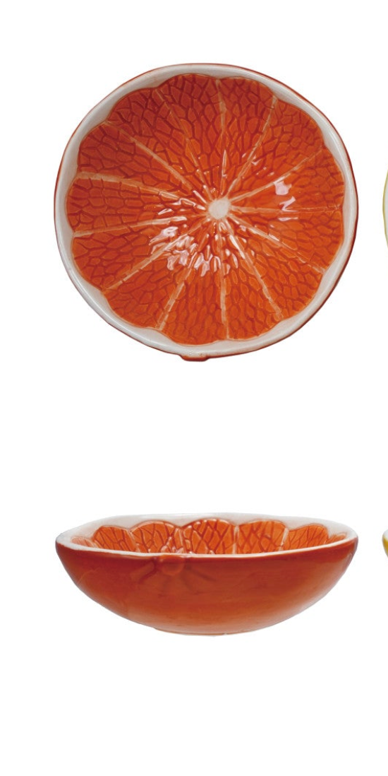 Ceramic Citrus Fruit Shaped Bowl, 3 Colors