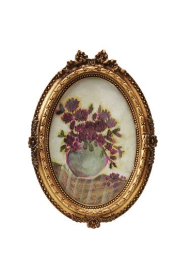 Pewter & Glass Photo Frames with Art, Set of 6 ©