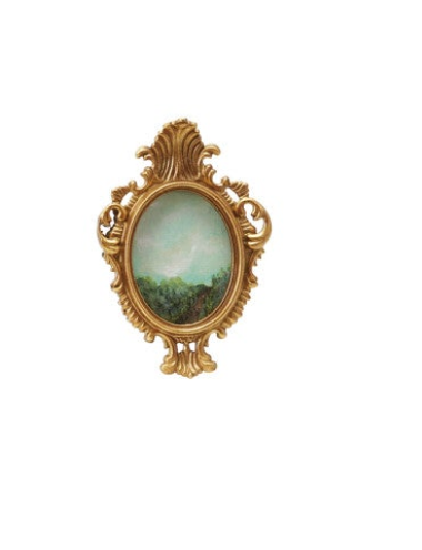Pewter & Glass Photo Frames with Art, Set of 6 ©