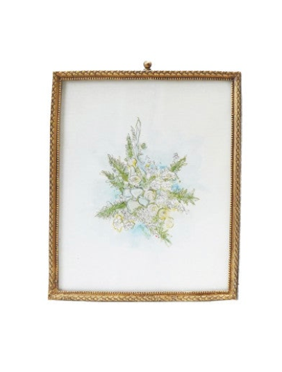 Pewter & Glass Photo Frames with Art, Set of 6 ©