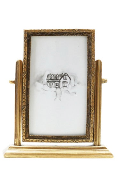 Pewter & Glass Photo Frames with Art, Set of 6 ©
