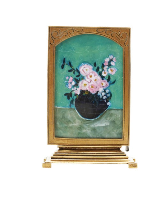 Pewter & Glass Photo Frames with Art, Set of 6 ©