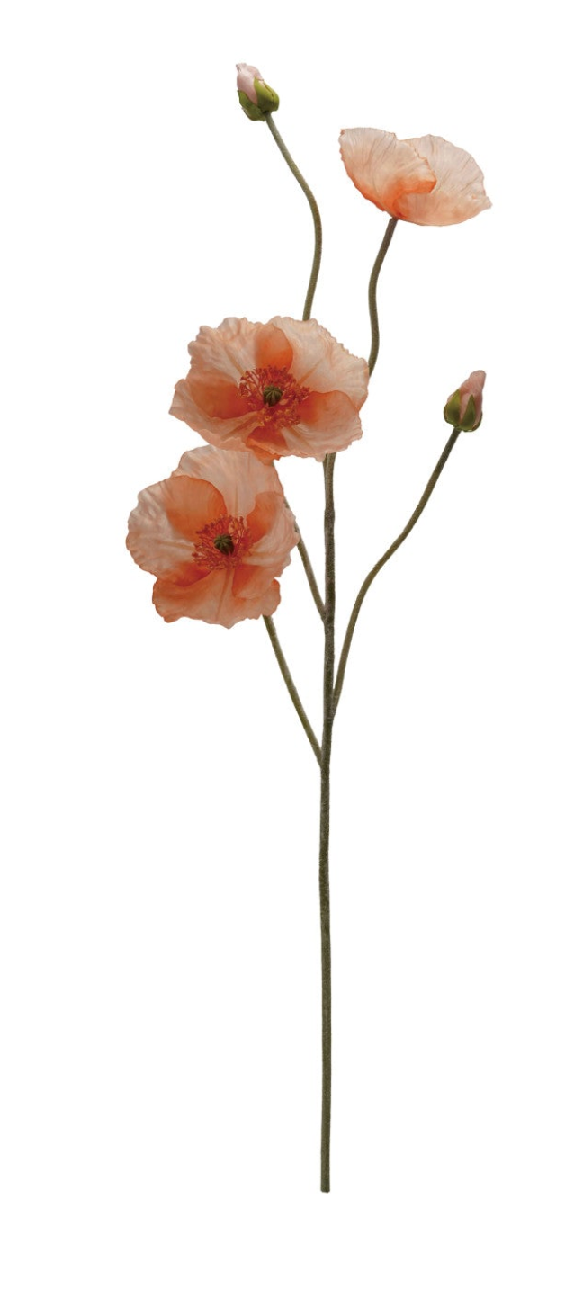 Faux Poppy Flower Pick, 2 Colors