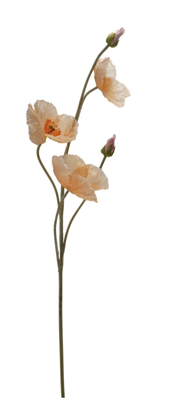 Faux Poppy Flower Pick, 2 Colors