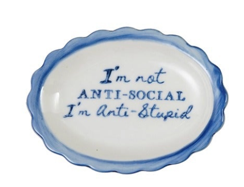 Stoneware Scalloped Dish with Saying