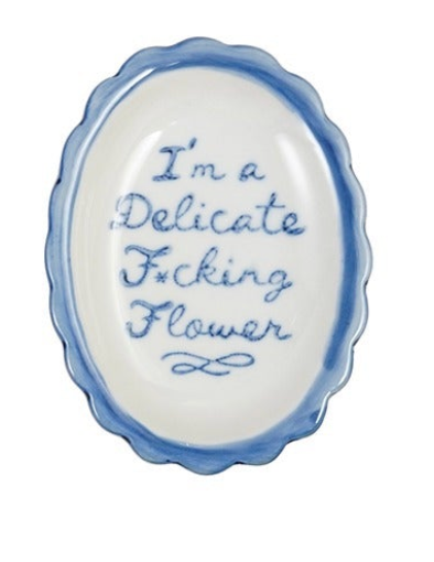 Stoneware Scalloped Dish with Saying