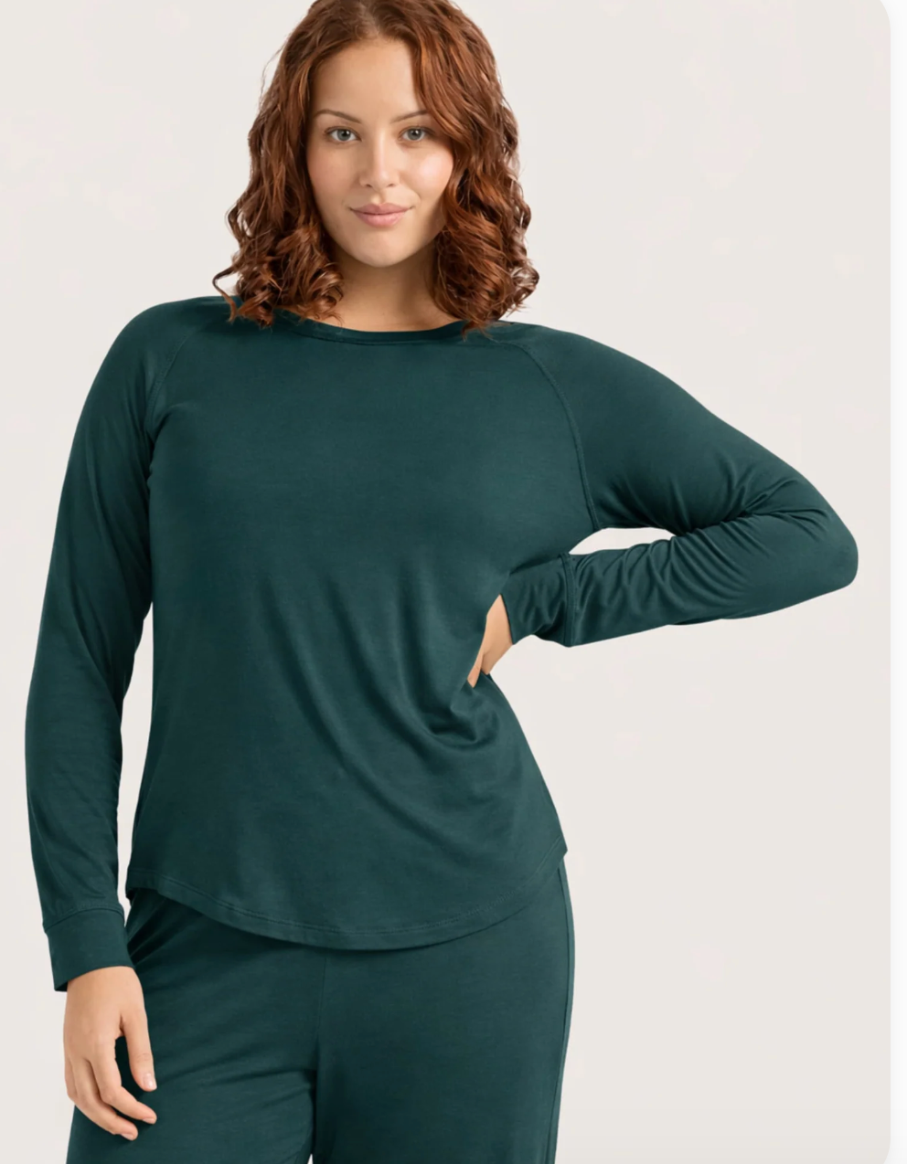 Goodnight Raglan Sleep Top - Forest Green BY BOODY