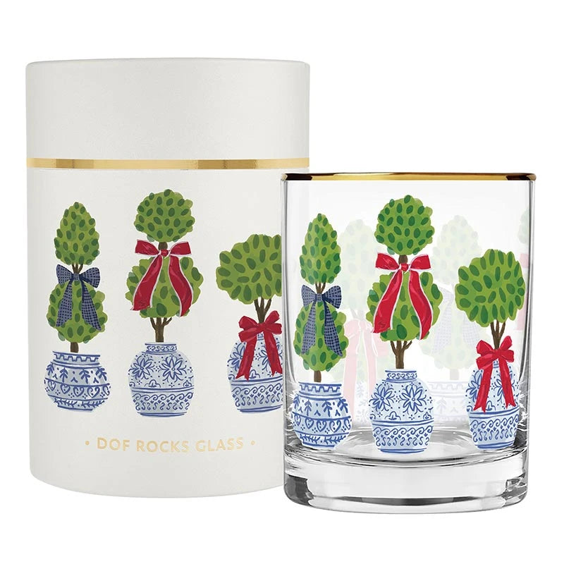 Double Old Fashioned Glass - Christmas Topiaries