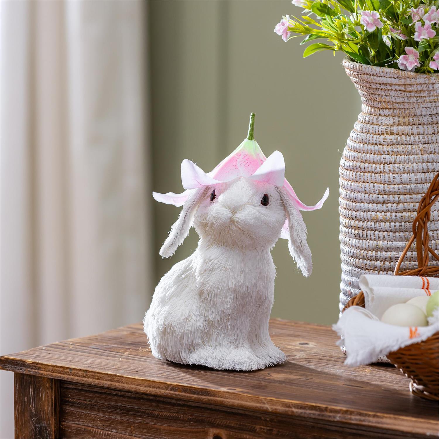 Bunny Blooms Table Decor Natural Fiber Bunny
