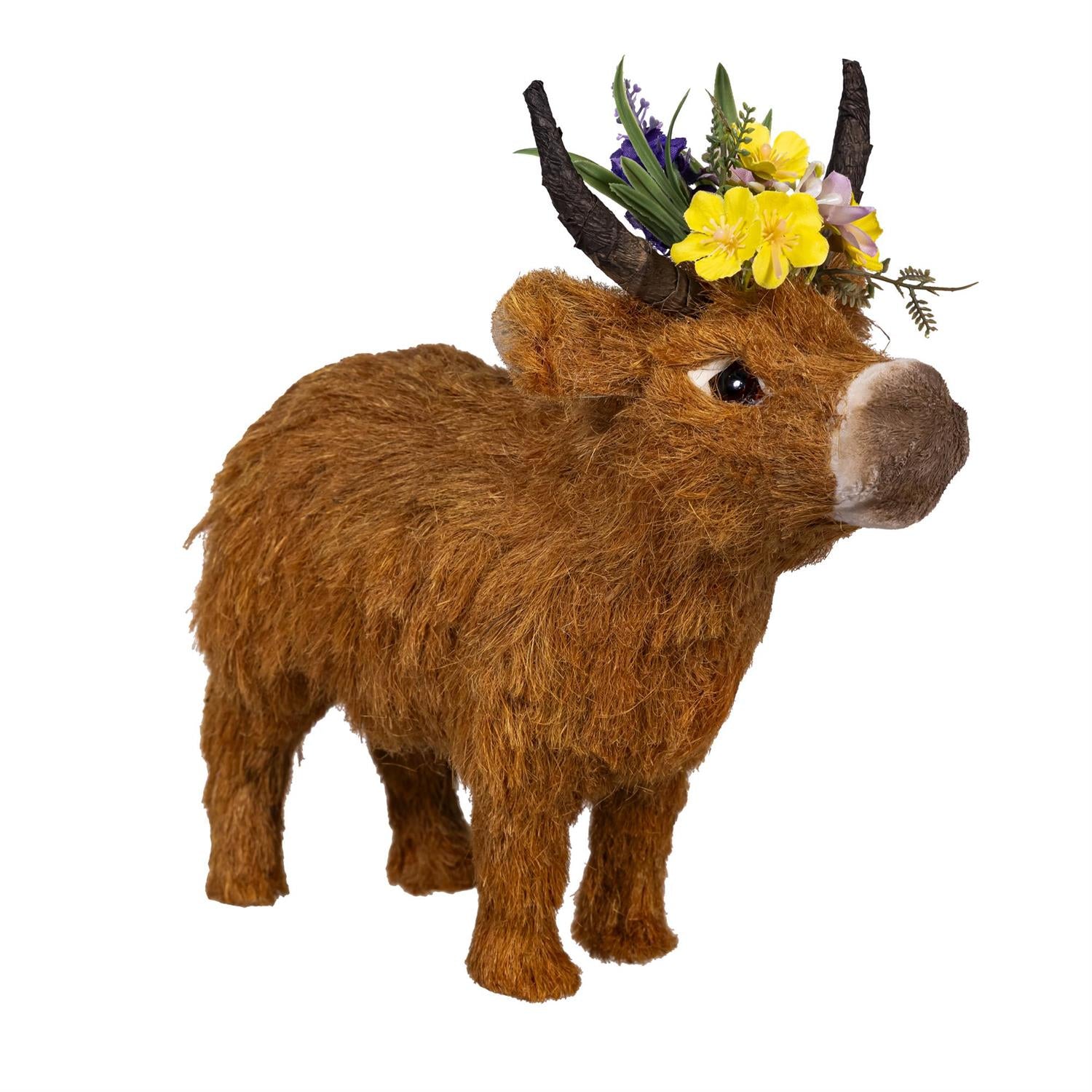 Natural Fiber Floral Highland Cow