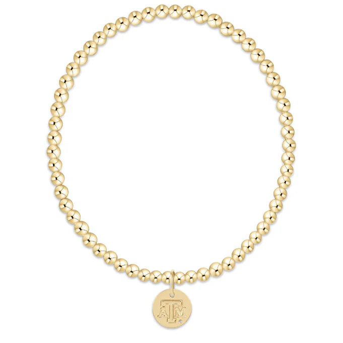enewton-gameday ecollegiate classic gold 3mm bracelet -texas a&m disc