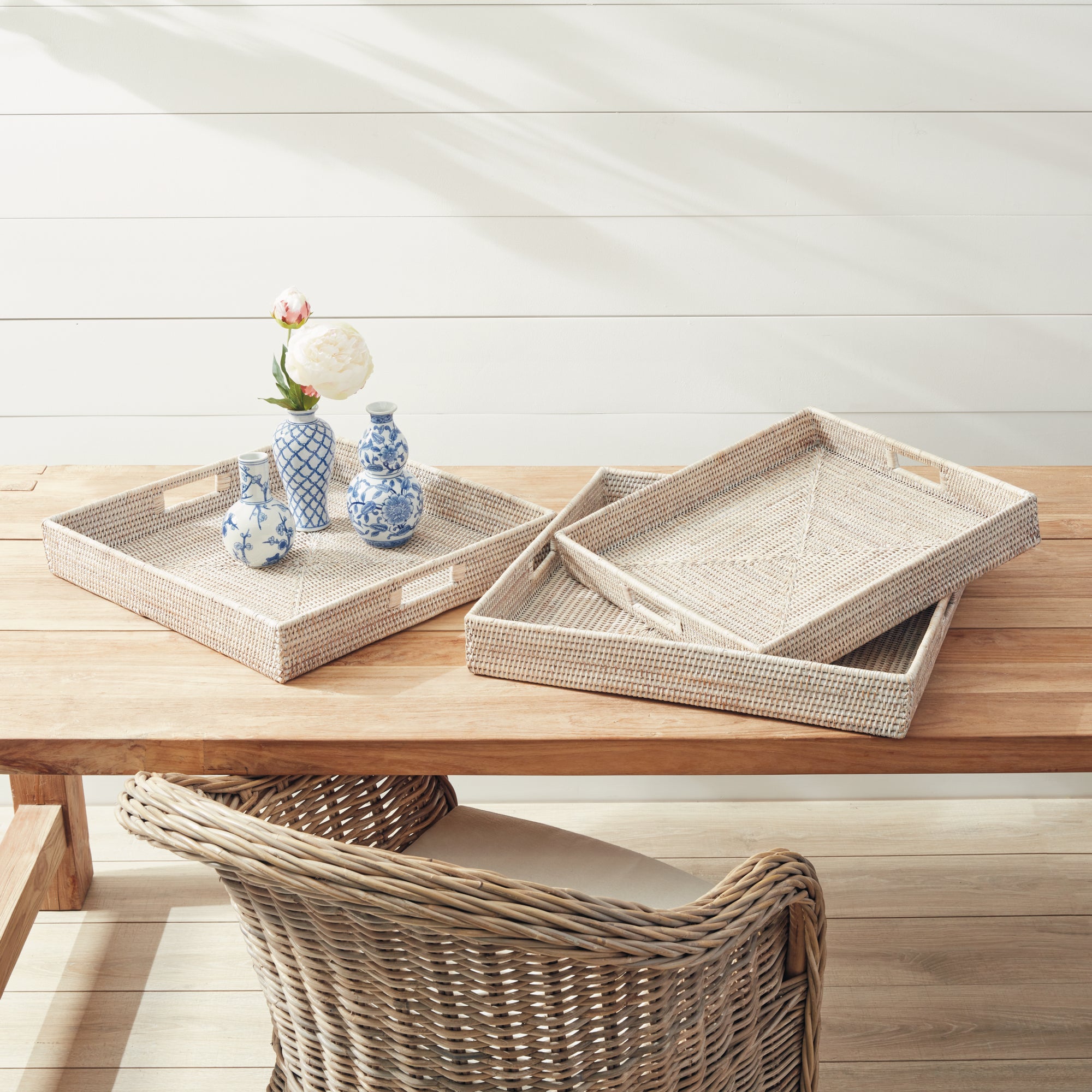 Burma Rattan Ottoman Trays, Set Of 3 - View 2