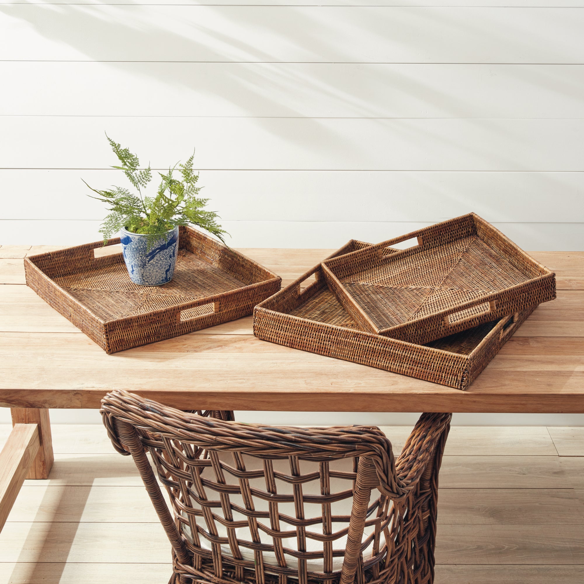 Burma Rattan Ottoman Trays, Set Of 3 - View 2