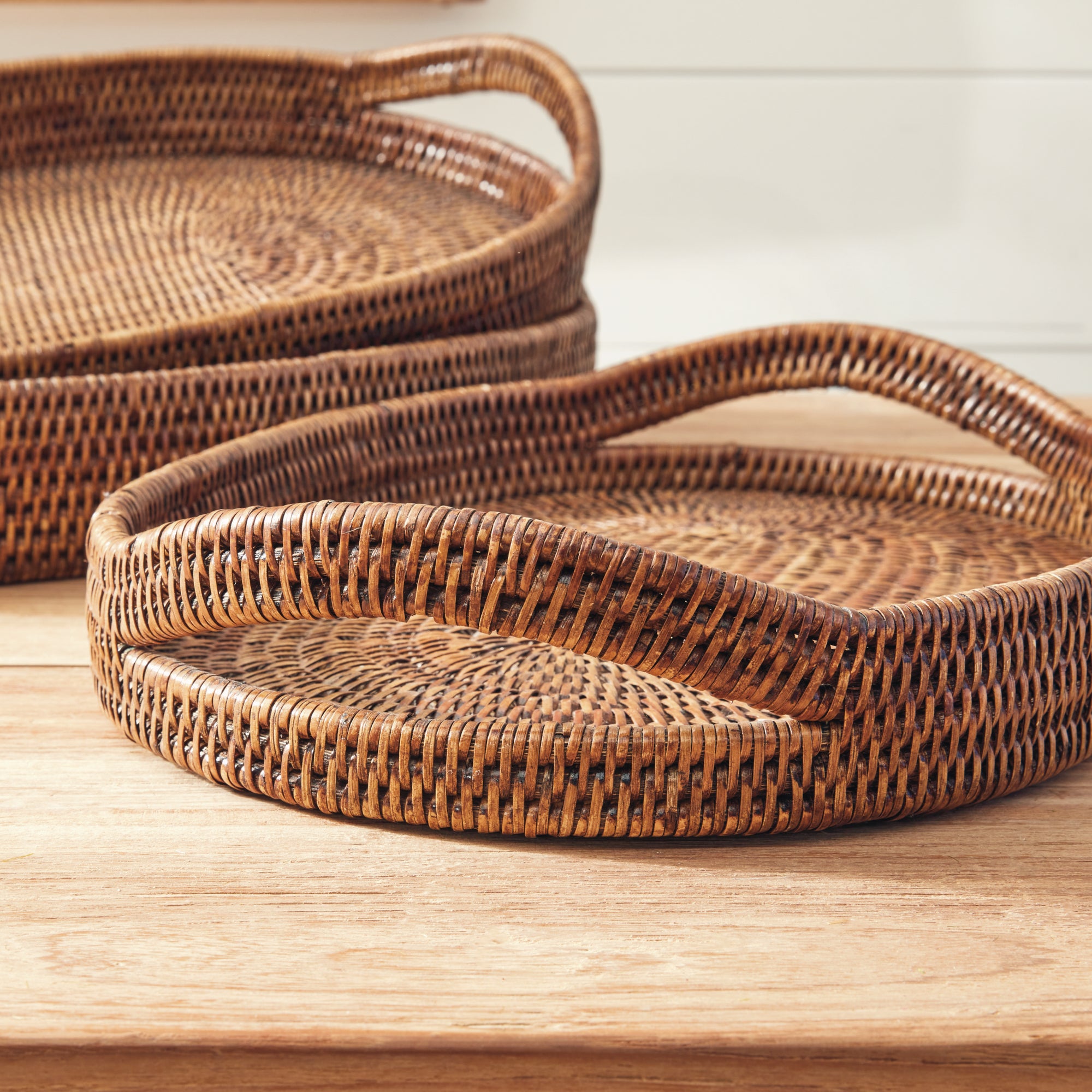 Burma Rattan Oval Serving Trays, Set Of 3 - View 3