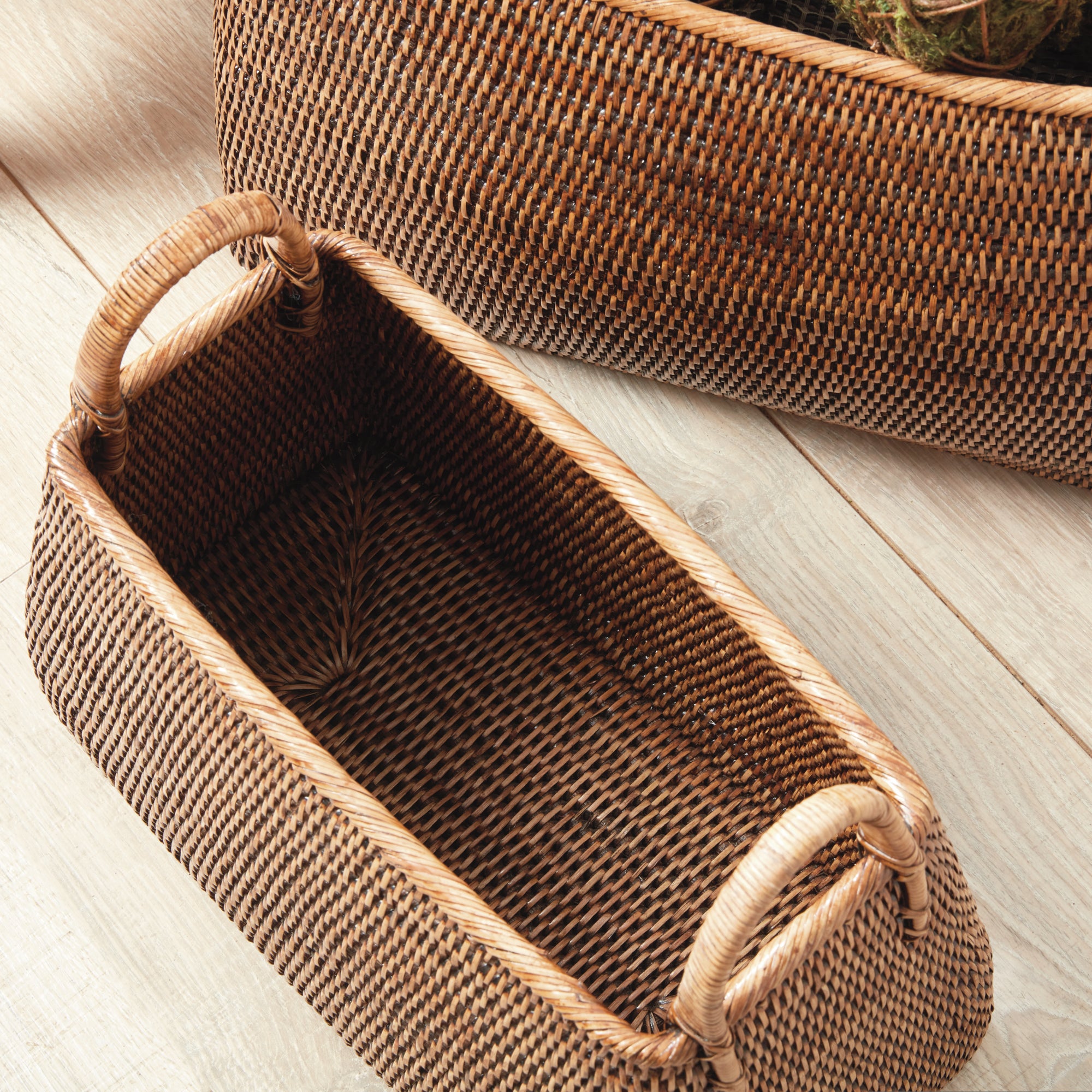 Burma Rattan Narrow Magazine Baskets, Set Of 2 - View 5