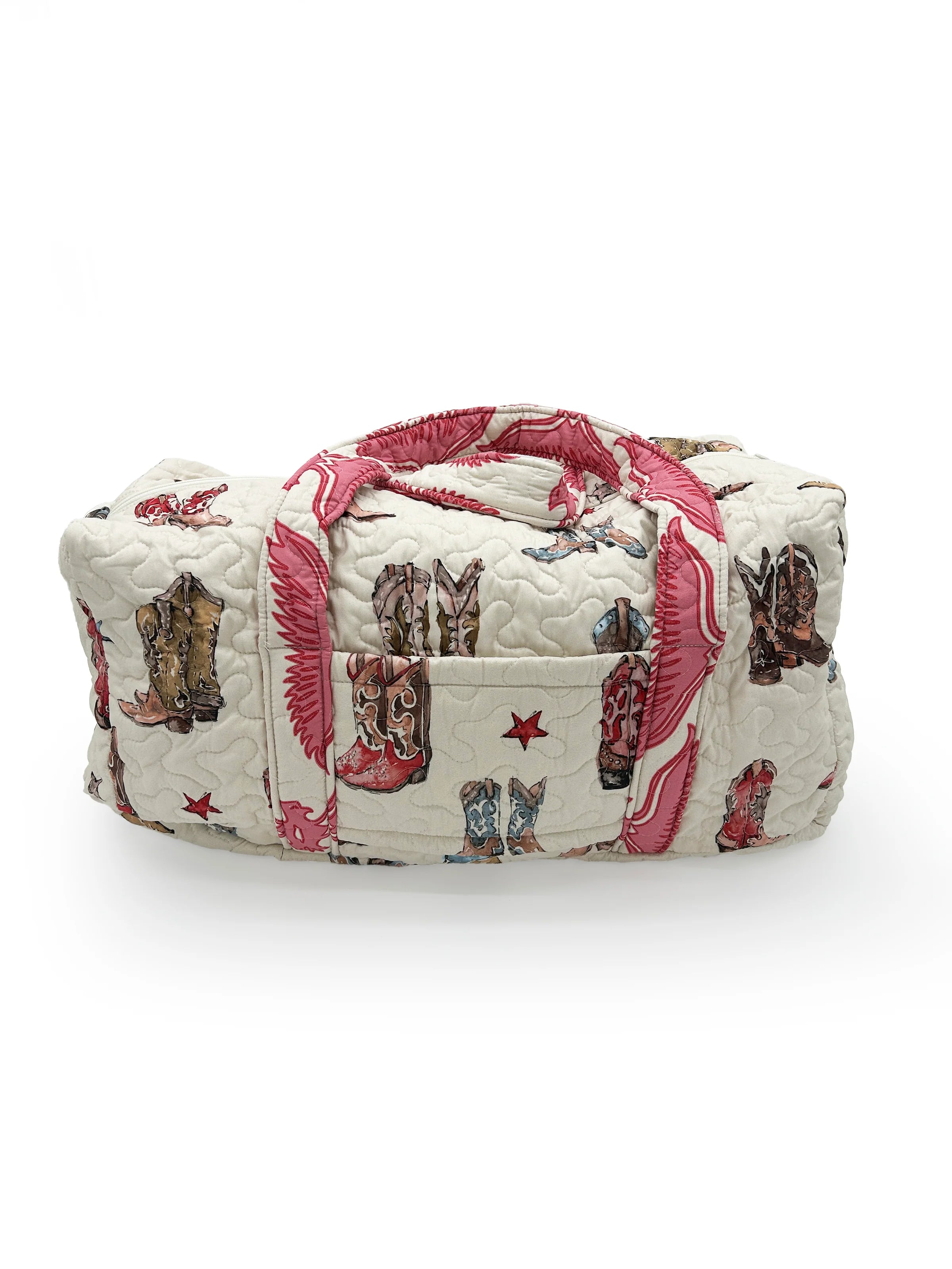 Ida Mae Thunderbird Boots Sand Quilted Duffle Bag
