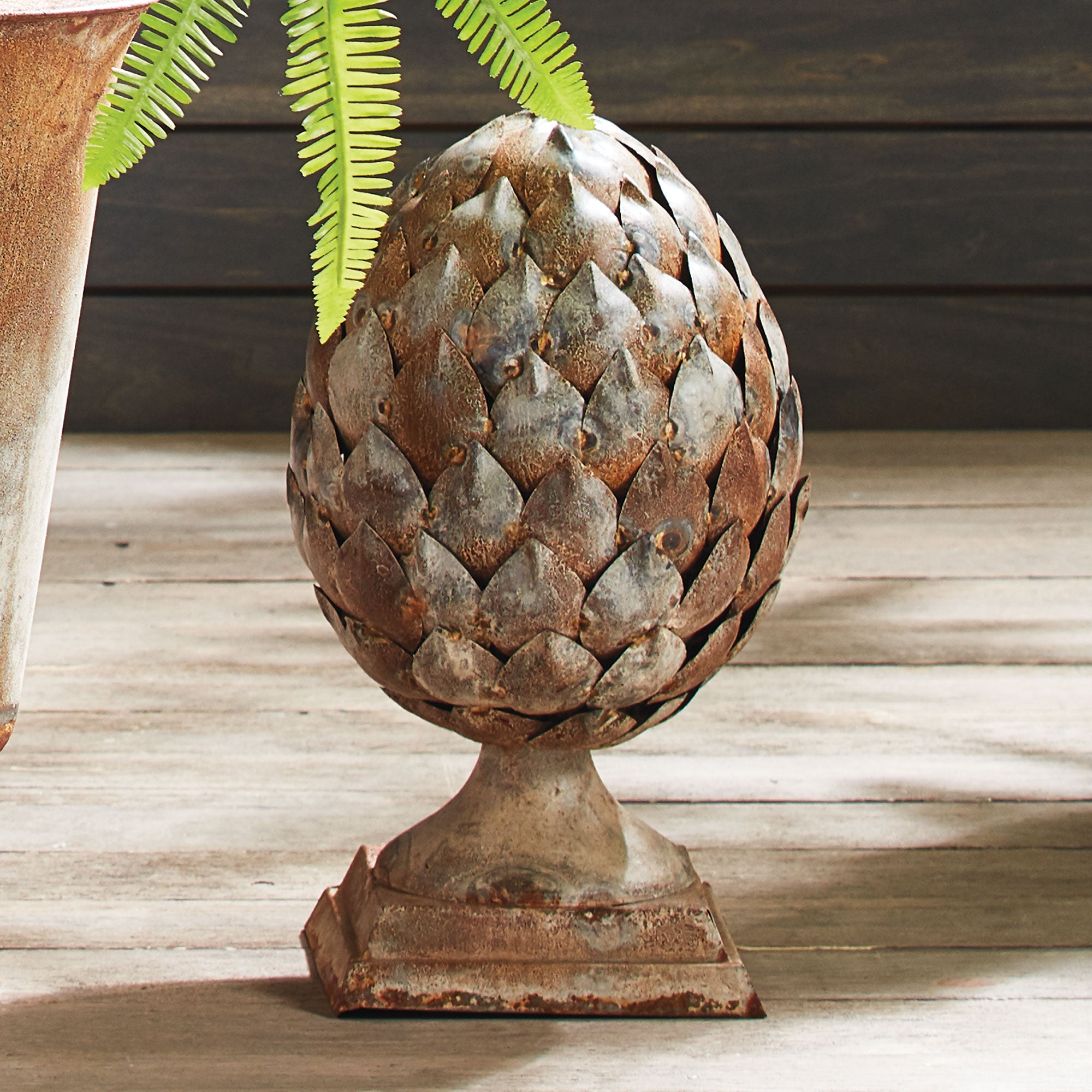 WEATHERED METAL ARTICHOKE FINIAL - view 3