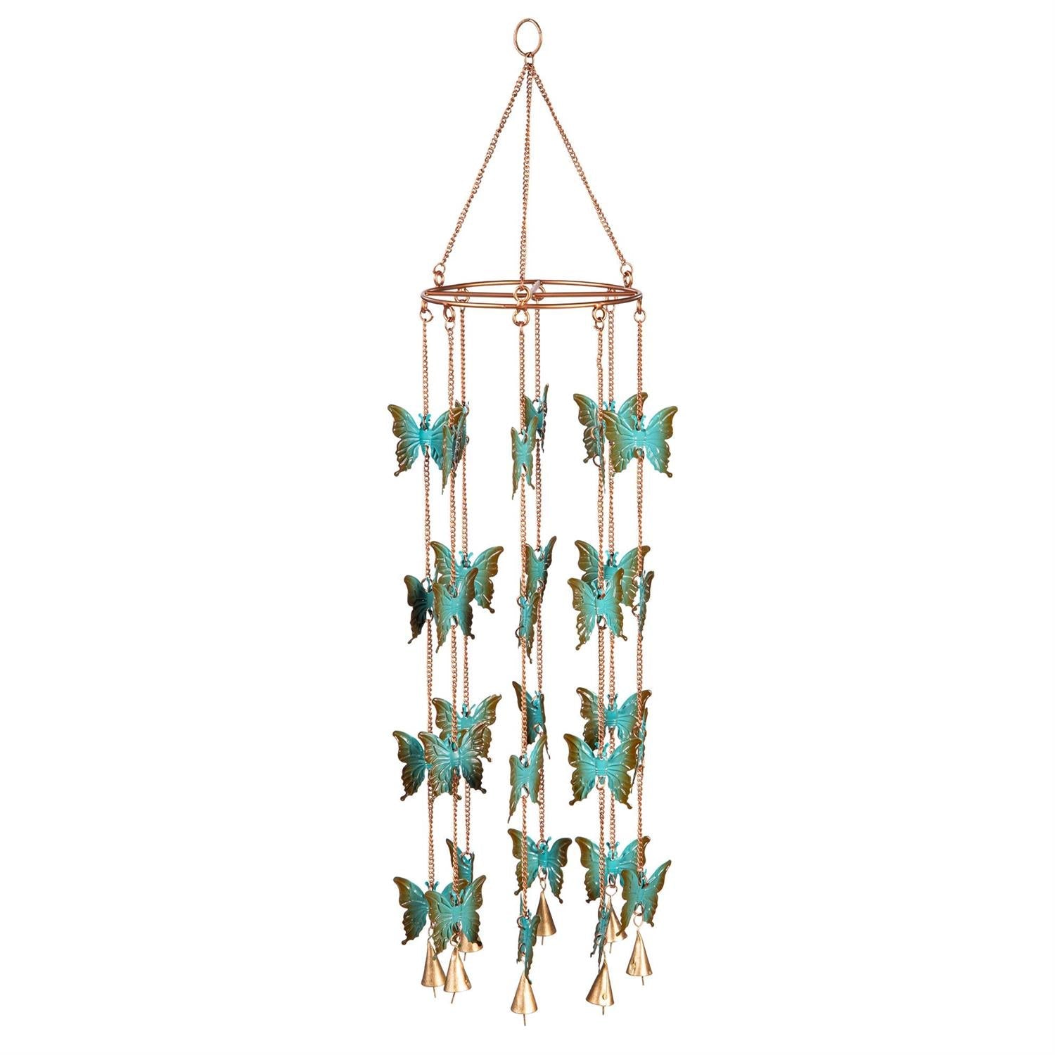 Cottage Garden Wind Chime, Metal Butterfly, 30 inch