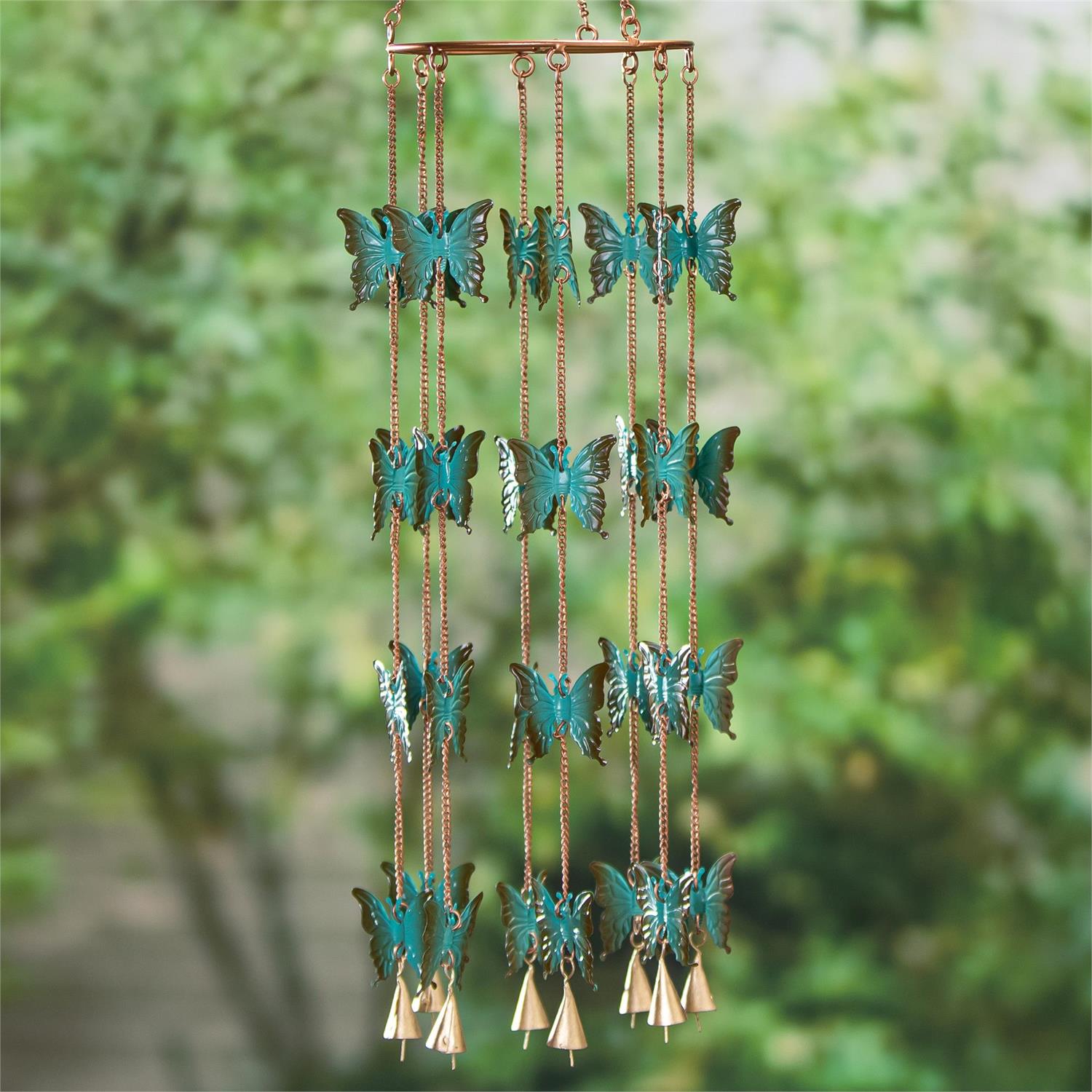 Cottage Garden Wind Chime, Metal Butterfly, 30 inch