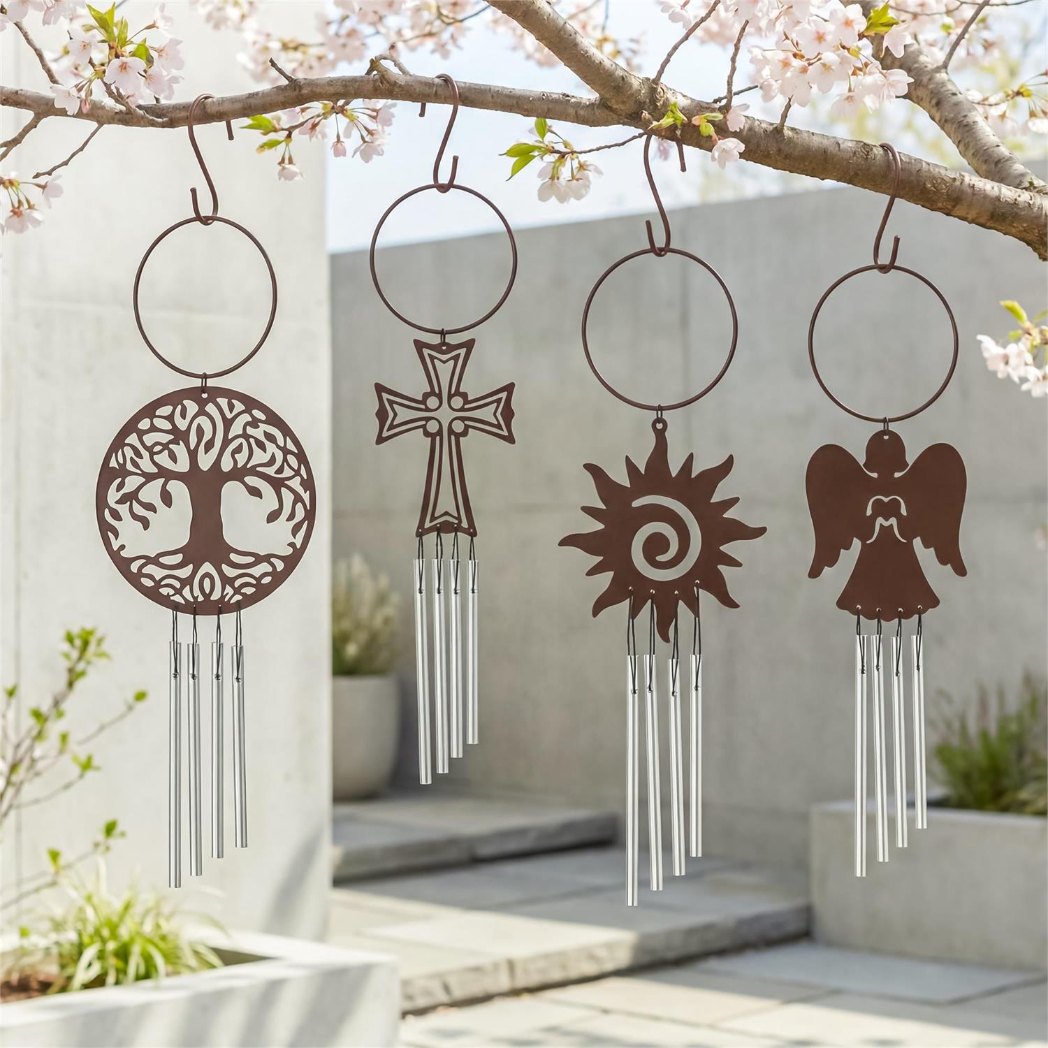 Decorative Door Wind Chime, Metal, 4 Assorted Designs