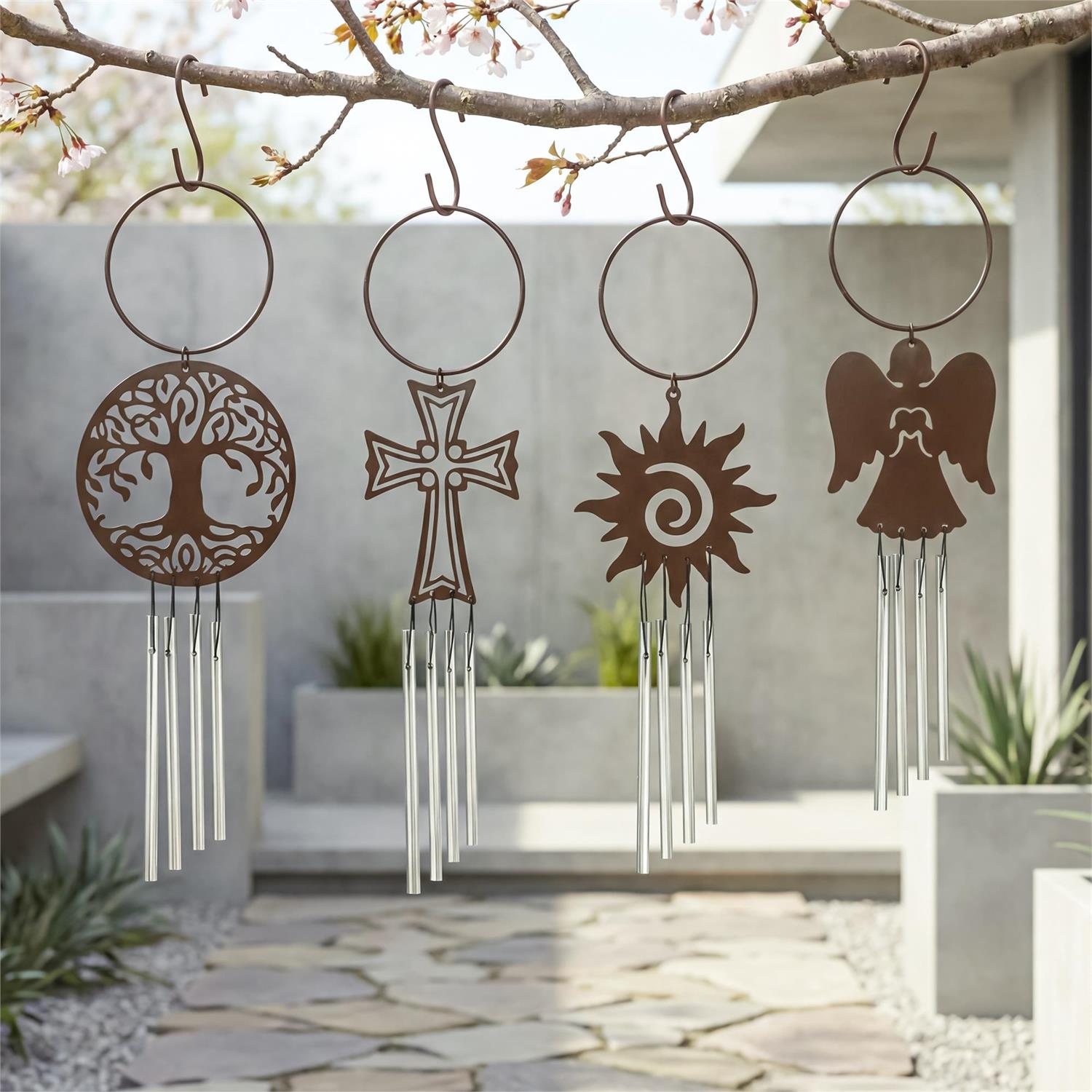 Decorative Door Wind Chime, Metal, 4 Assorted Designs