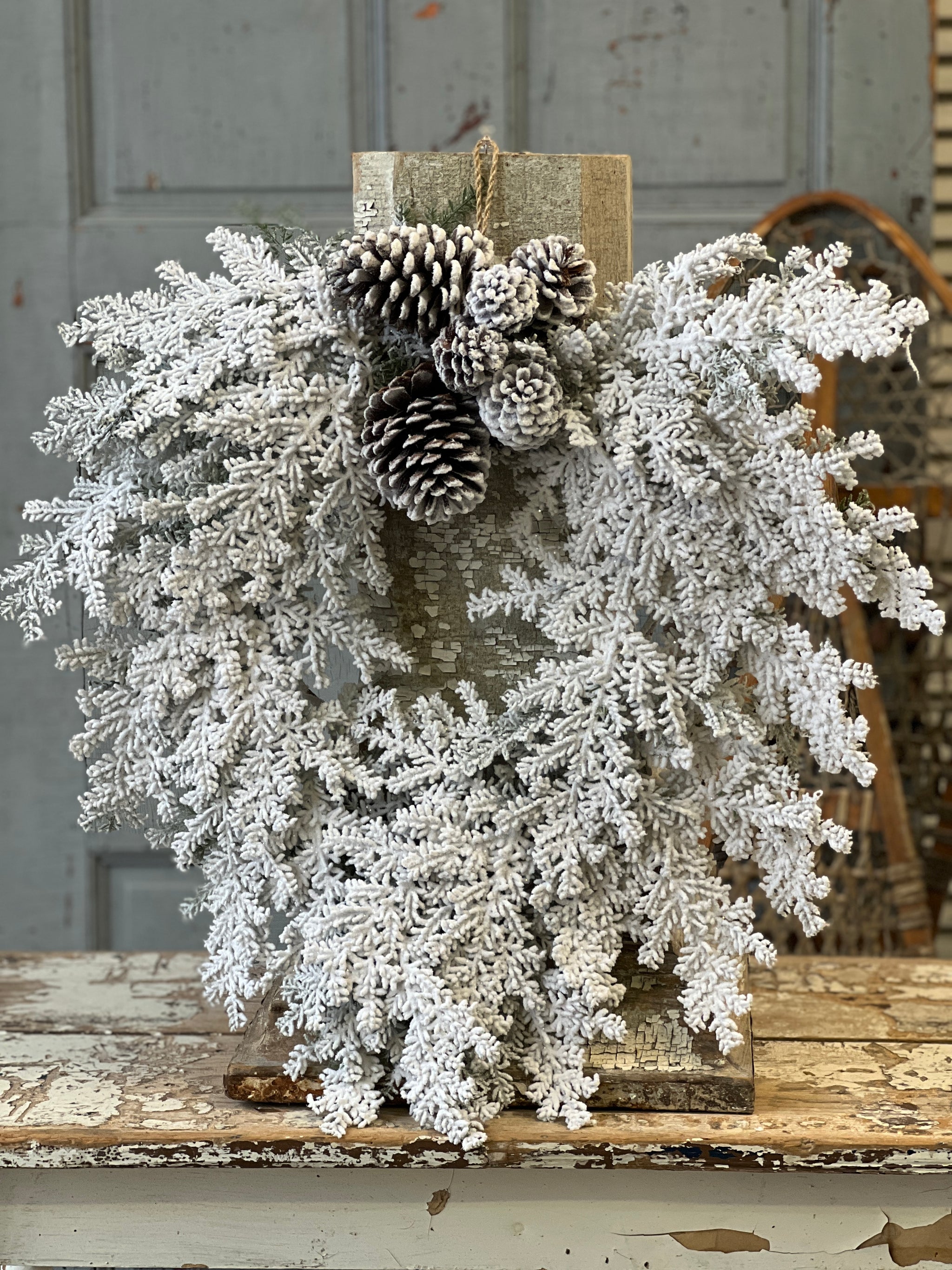 Snowy Hemingway Fir Wreath, 24" - view 3