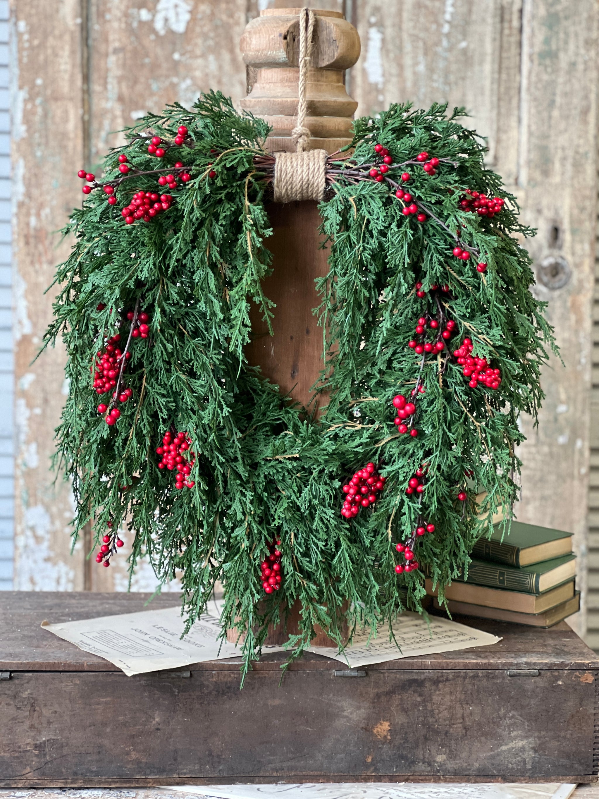 Emerald Falls with Berry Hanging Wreath, 24" - view 3