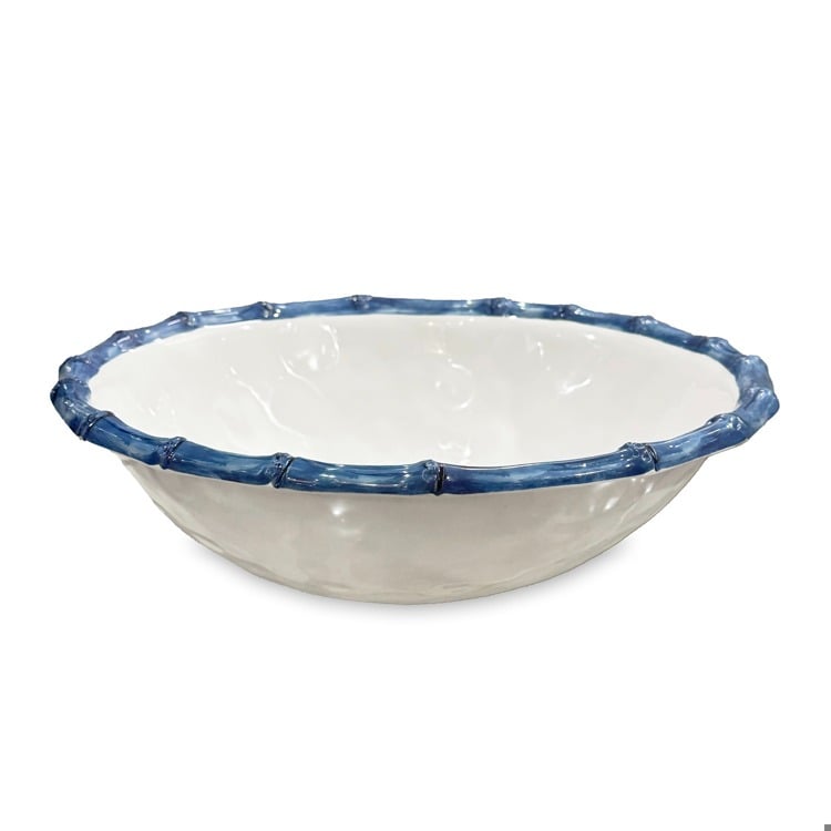 VIDA Bamboo Large Salad Bowl (White and Blue)