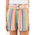 Hannah Pink Multicolor High Waist Stripe Shorts with Waist Tie