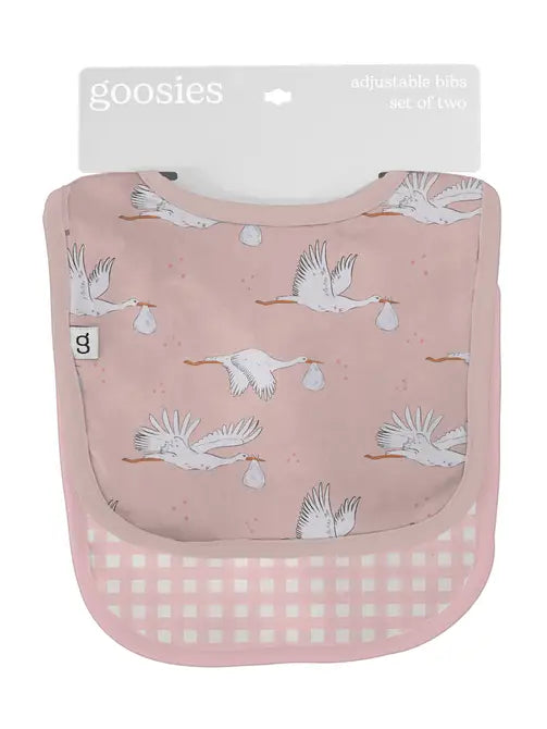 Bib Set - Stork Pink Gingham by Goosies - A. Dodson's