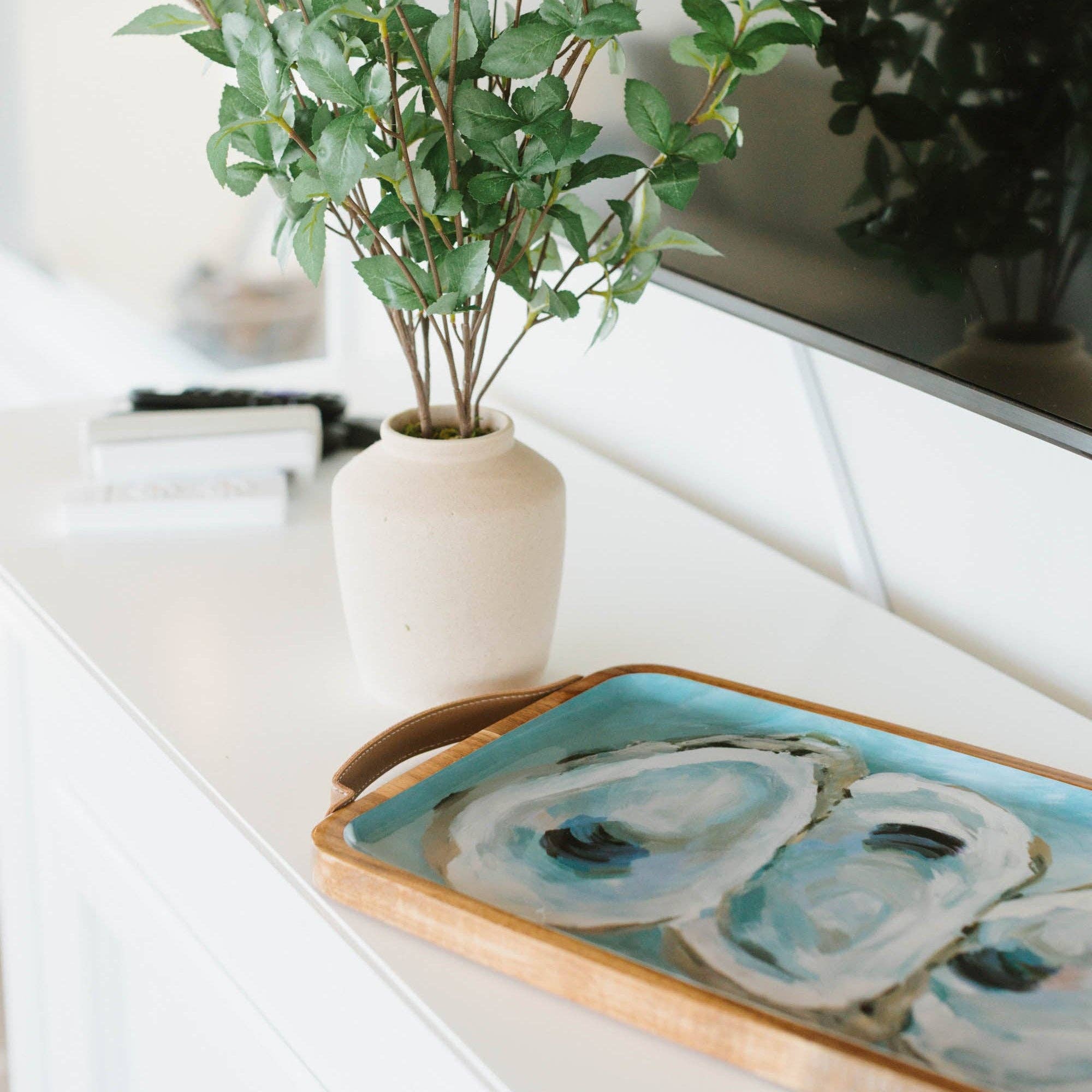 Wooden Serving Tray Rectangle Coastal Oysters by Kim Hovell Art - view 4