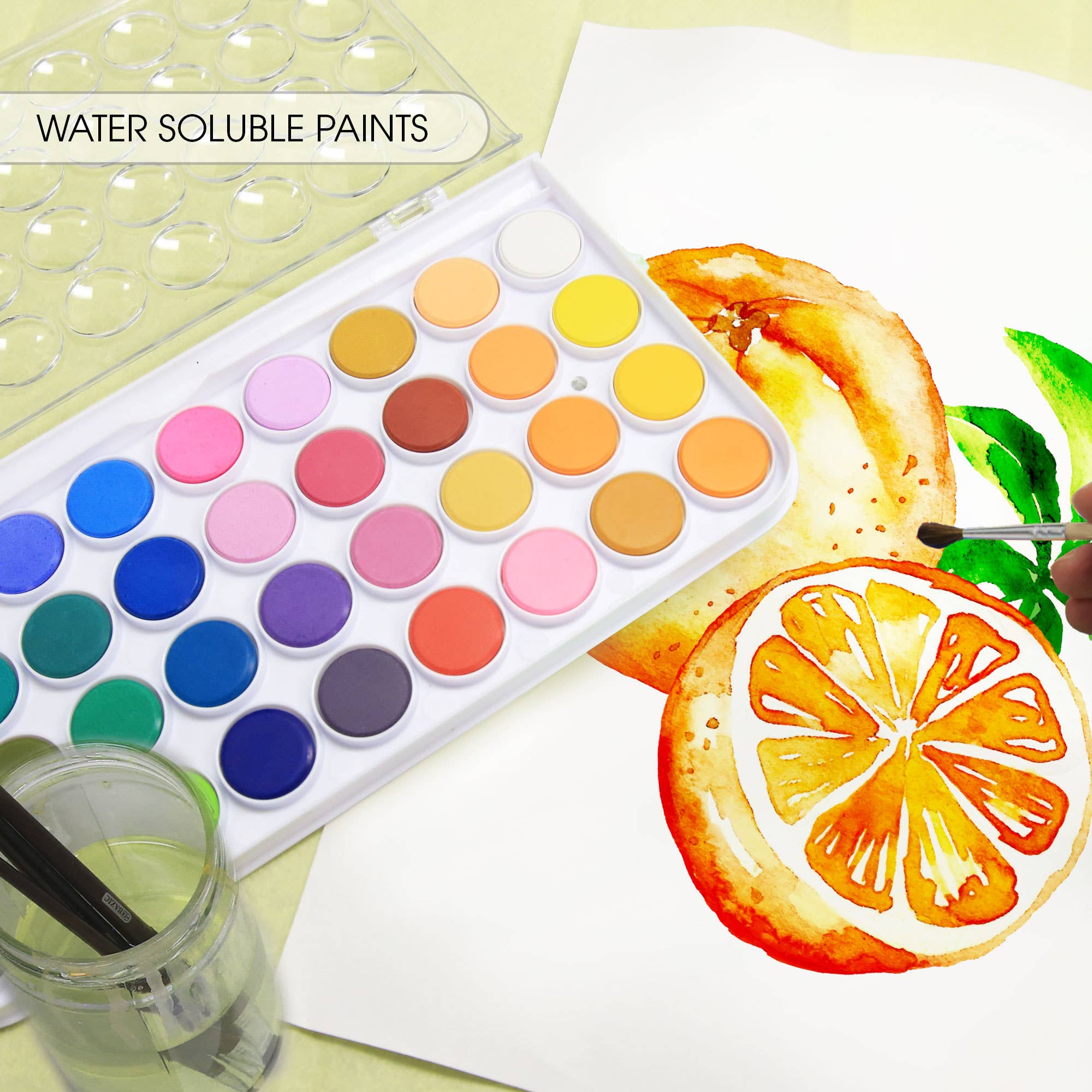 36-Color Watercolor Set with Brush