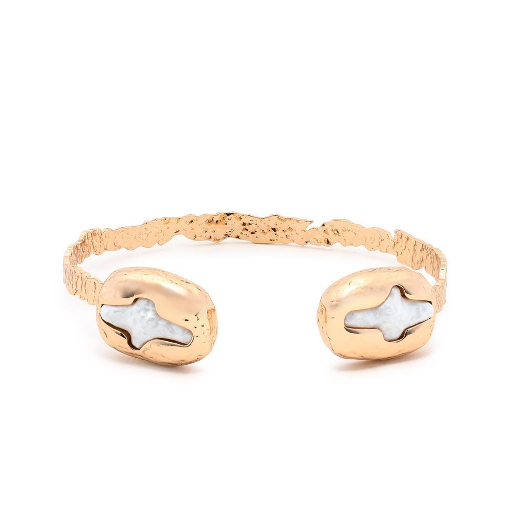Spencer-Gold Hammered Cuff Cross Bracelet
