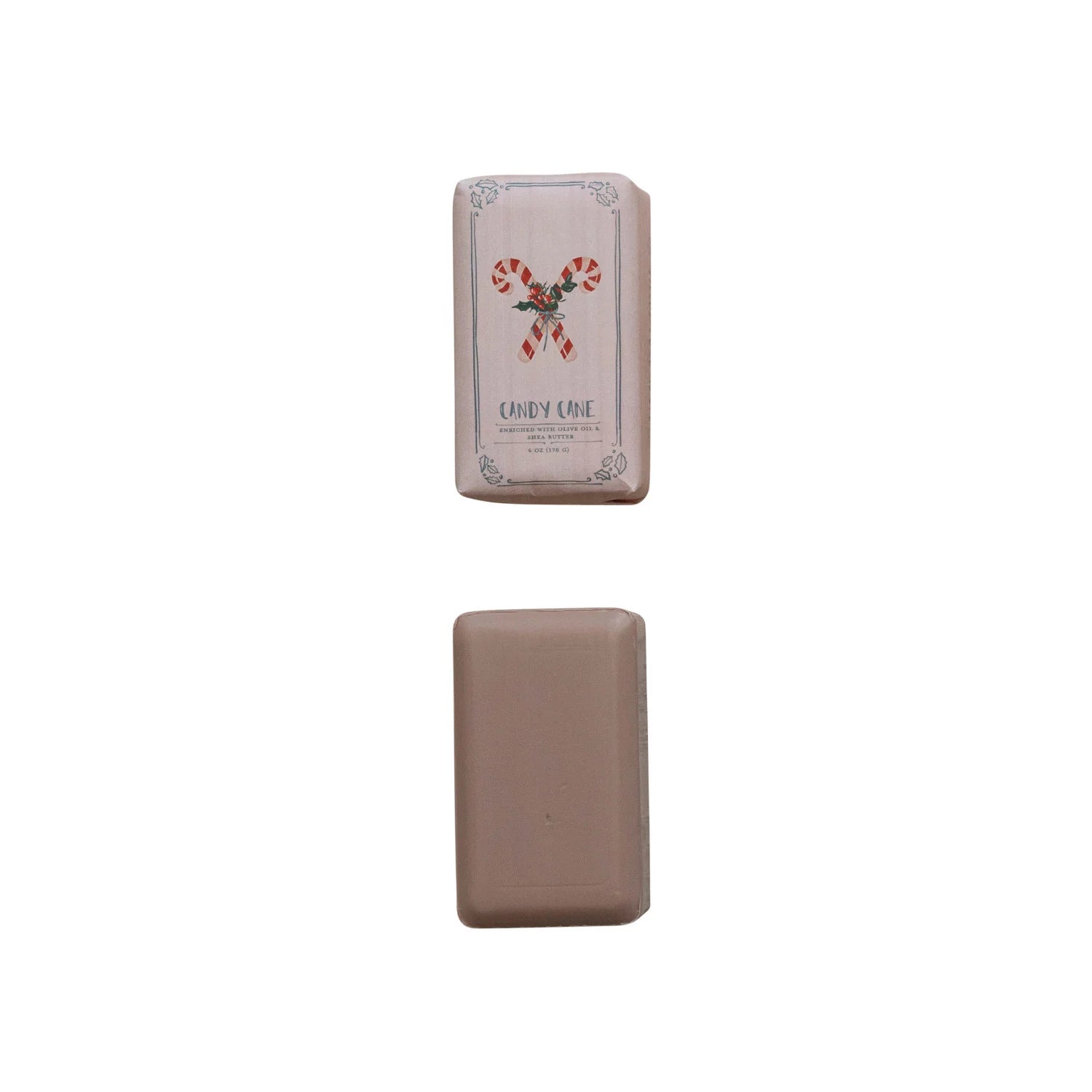 Candy Cane Scented Olive Oil & Shea Butter Milled Bar Soap by Creative Co-Op