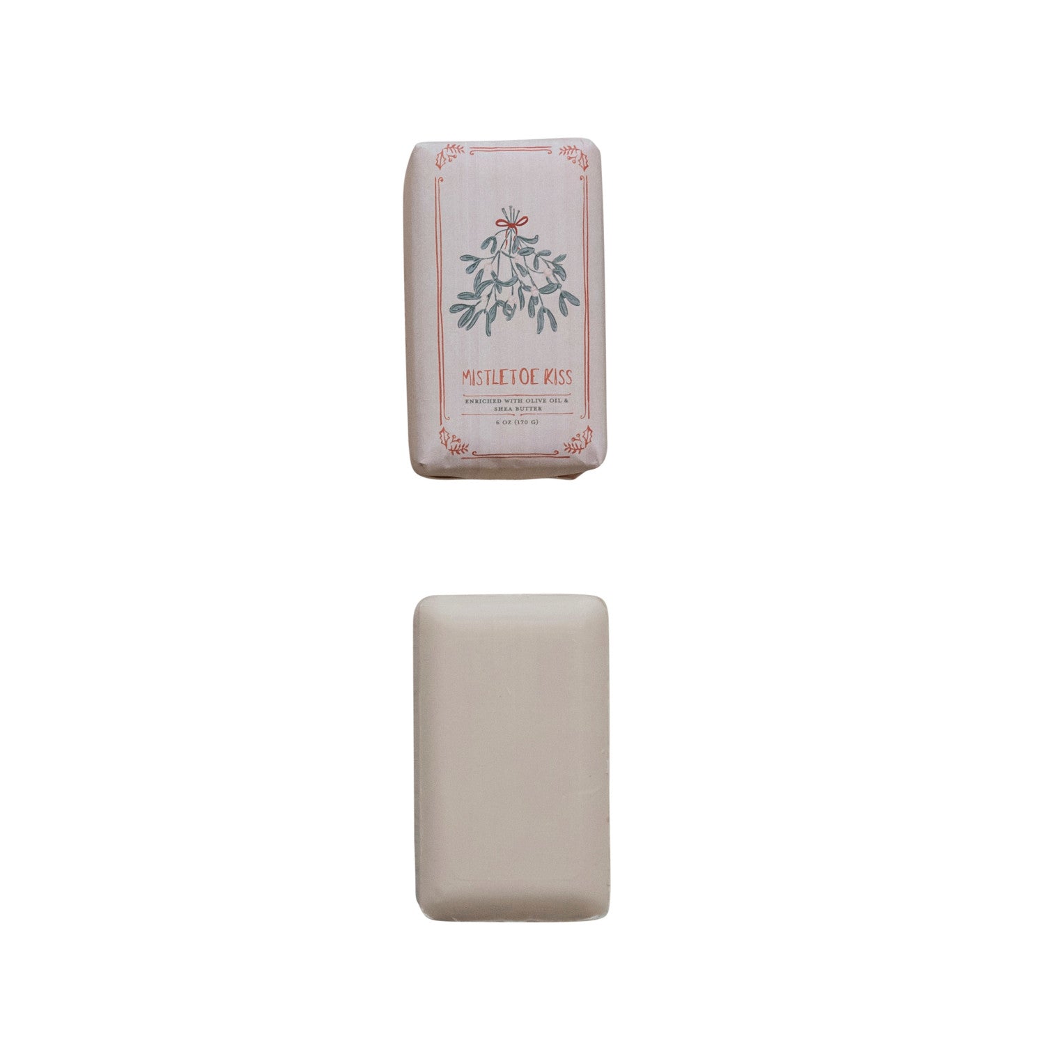 Mistletoe Kiss Scented Olive Oil & Shea Butter Milled Bar Soap by Creative Co-Op