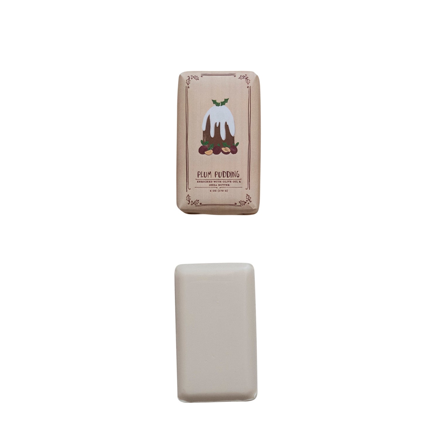 Plum Pudding Scented Olive Oil & Shea Butter Milled Bar Soap by Creative Co-Op