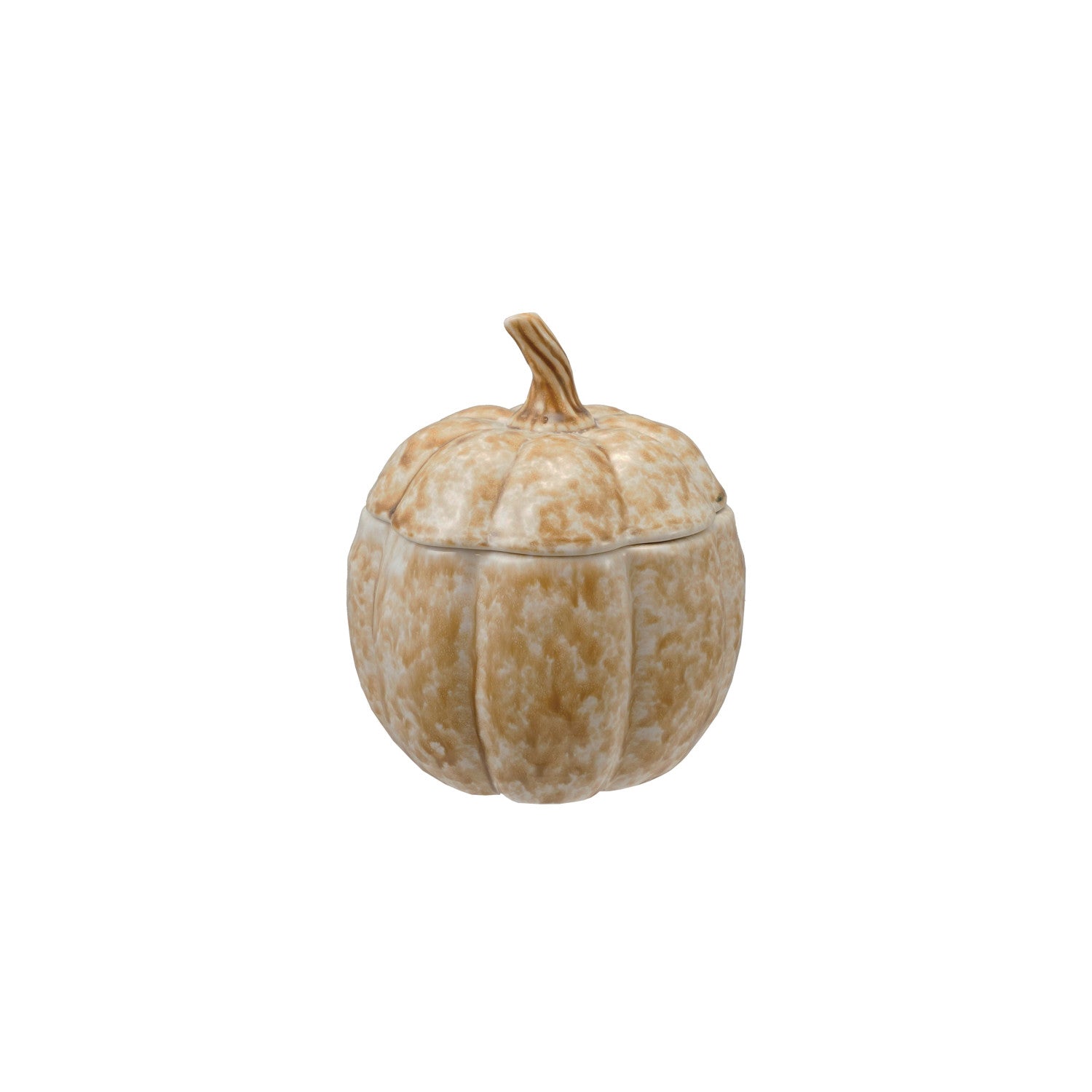 Stoneware Pumpkin Shaped Jar with Lid by Creative Co-Op