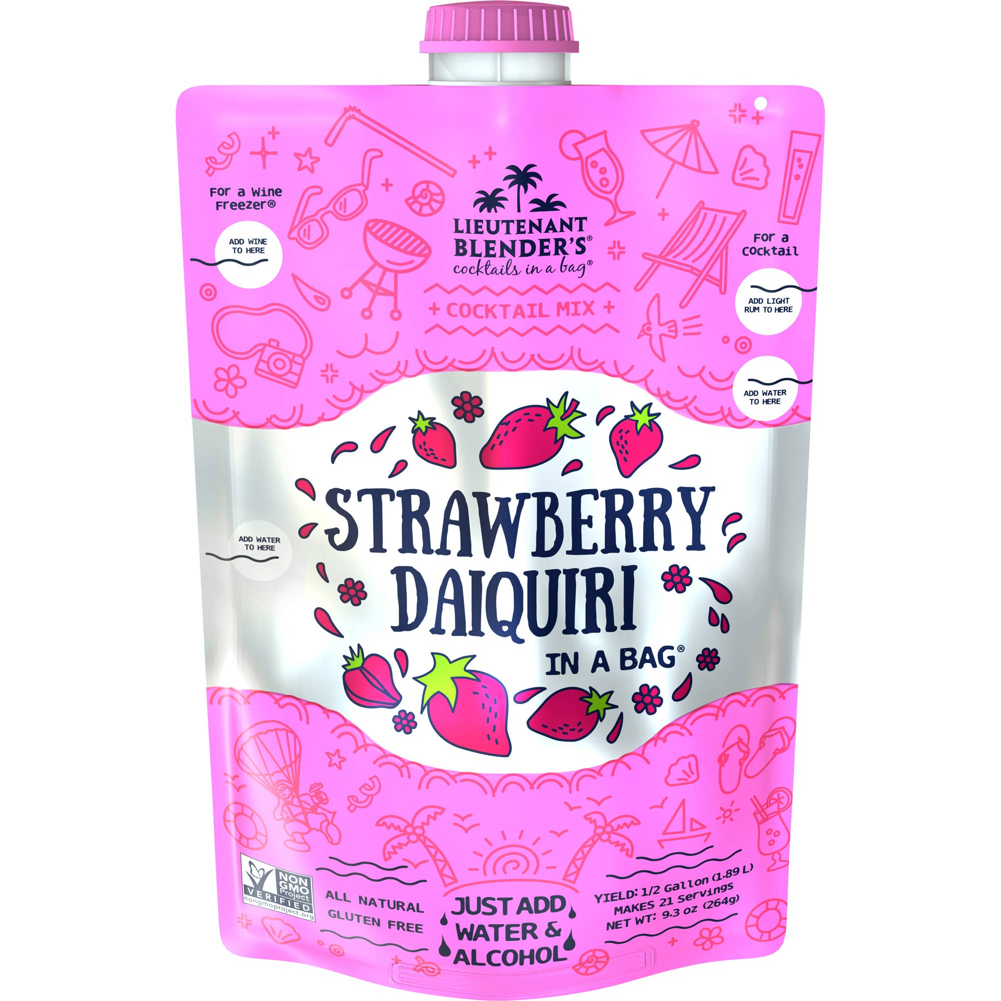 Strawberry Daiquiri in a Bag Cocktail/Mocktail Slushie Mixer
