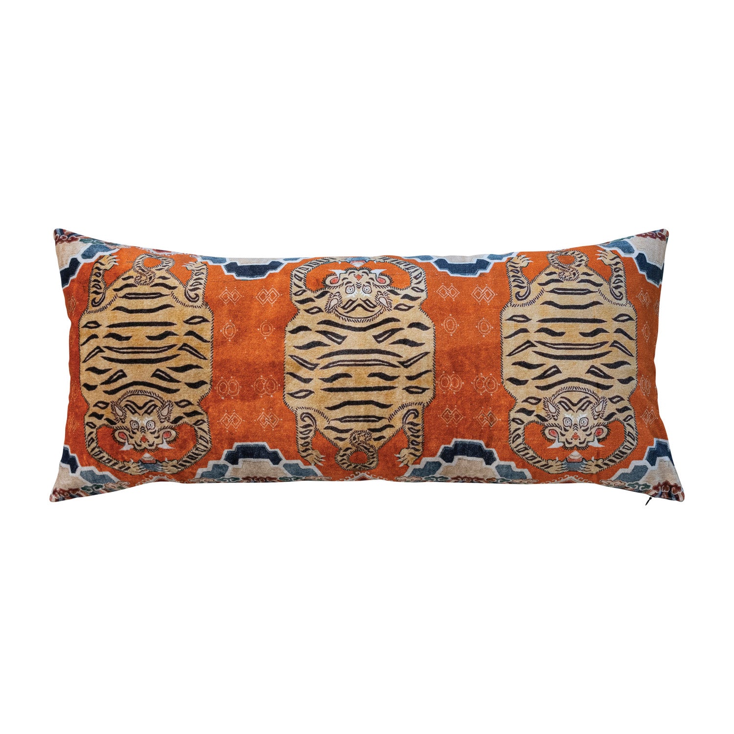 32"L x 14"H Cotton Velvet Printed Lumbar Pillow